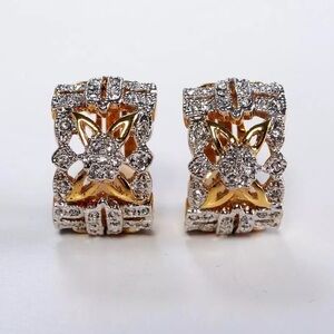 Camrose & Kross JBK Gold-Tone Art Deco Style Clip-On Flower Earrings